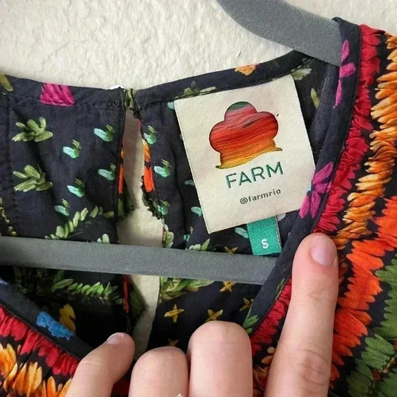 Farm Rio Fruit Garden Ruffle Puff Sleeve Blouse Women’s Size Small - Picture 9 of 16